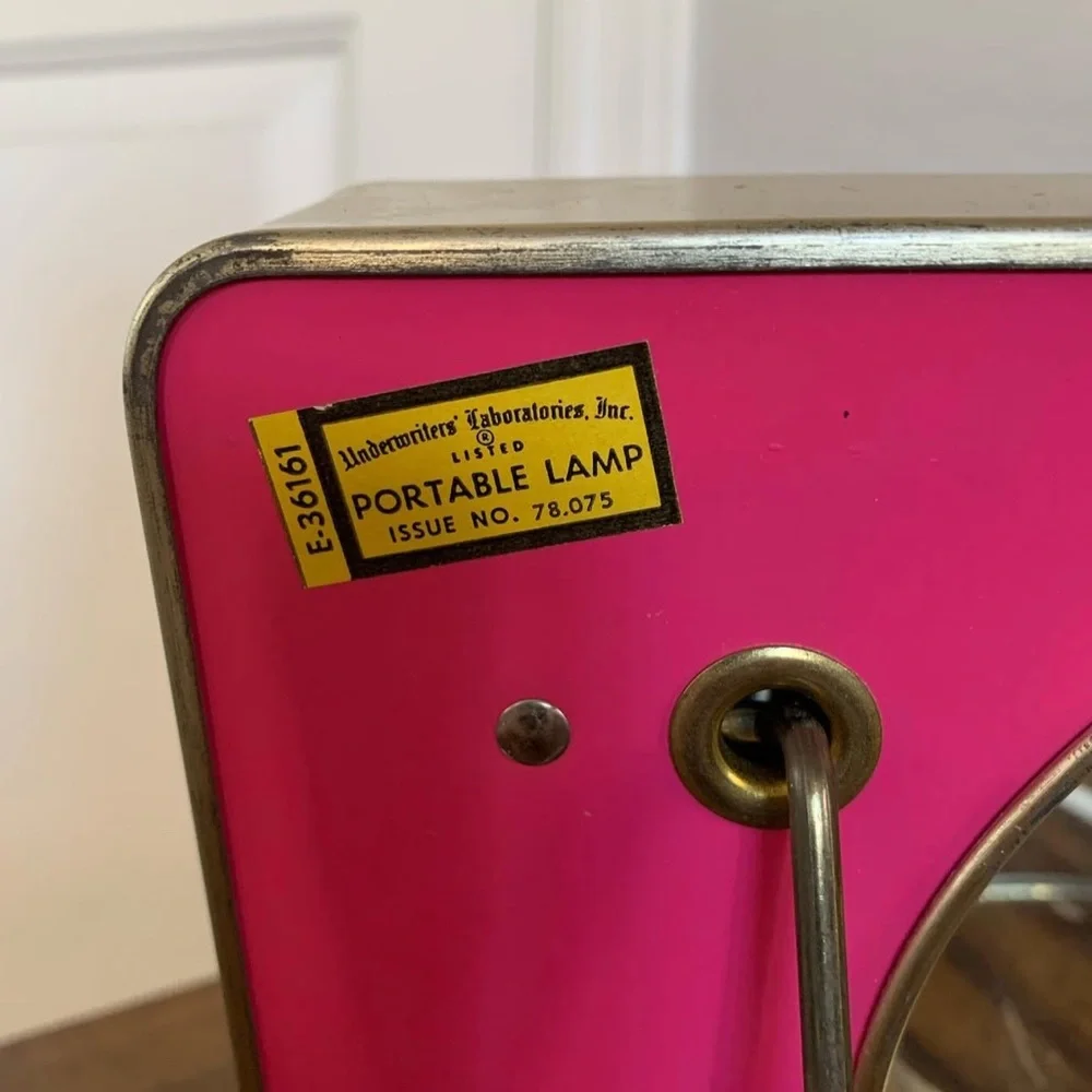Vintage Mid Century Brytone Mod Glow Pink Portable Mirror